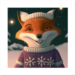 Cute Christmas Fox Posters and Art